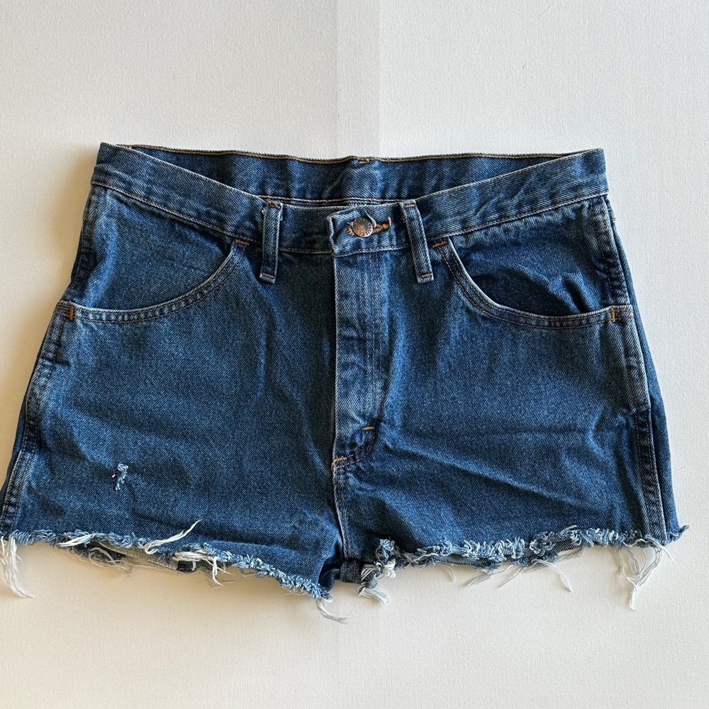 Rustler by Wrangler Denim Cutoff Shorts Frayed Hem Dark Wash Size 33